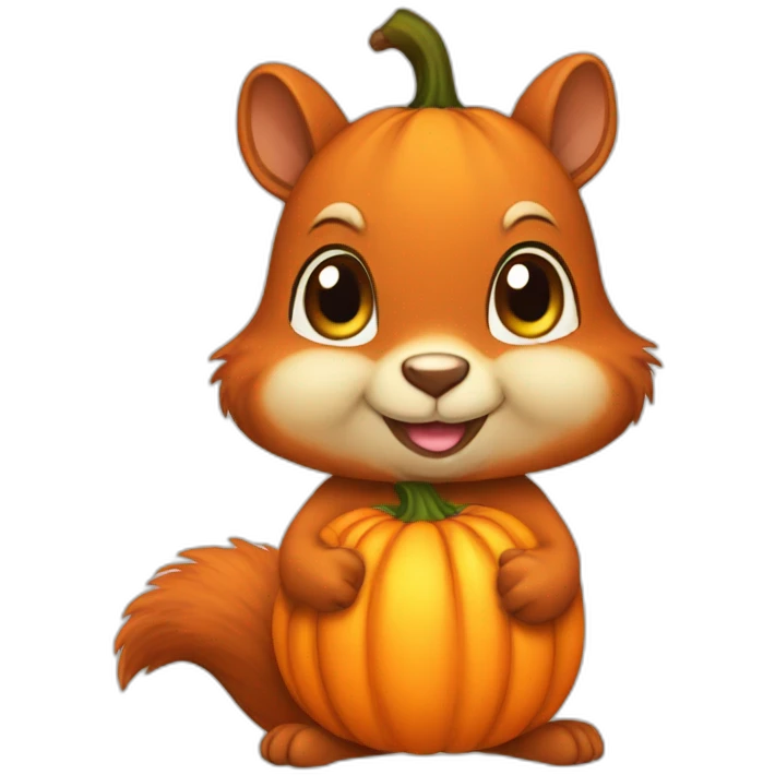 A squirrel in a pumpkin costume emoji