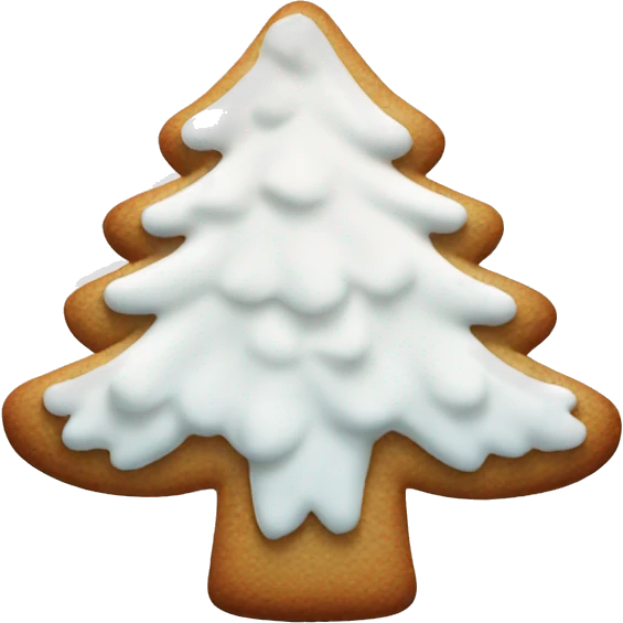 white frosted gingerbread cookie shaped like a pine tree emoji