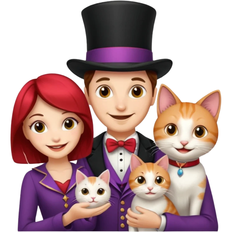 magician couple and their pet cat emoji