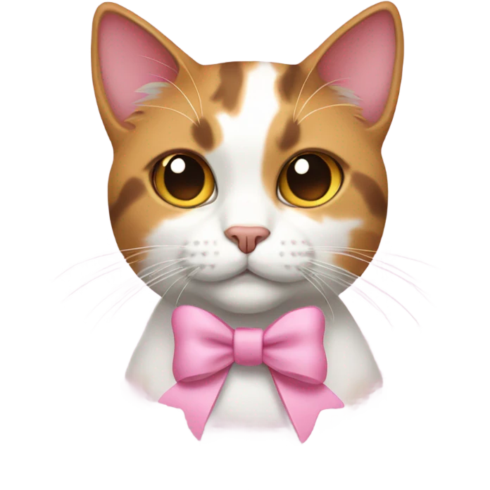 calico cat with a pink bow emoji