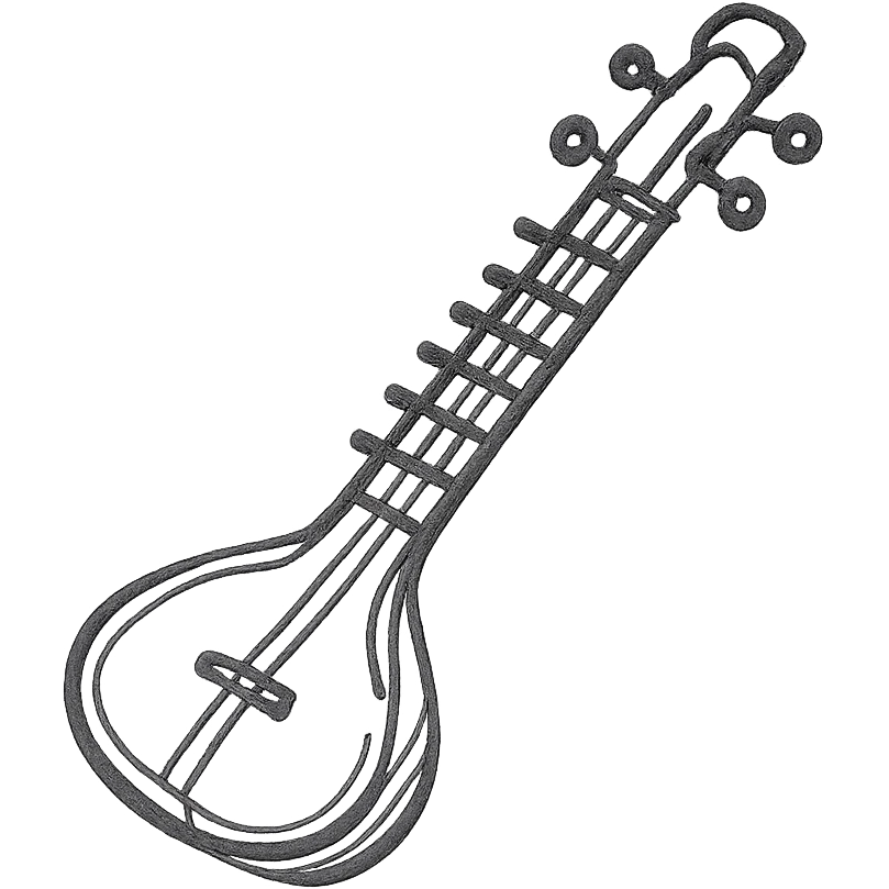 a sitar, minimal flat icon style, simple shapes emoji