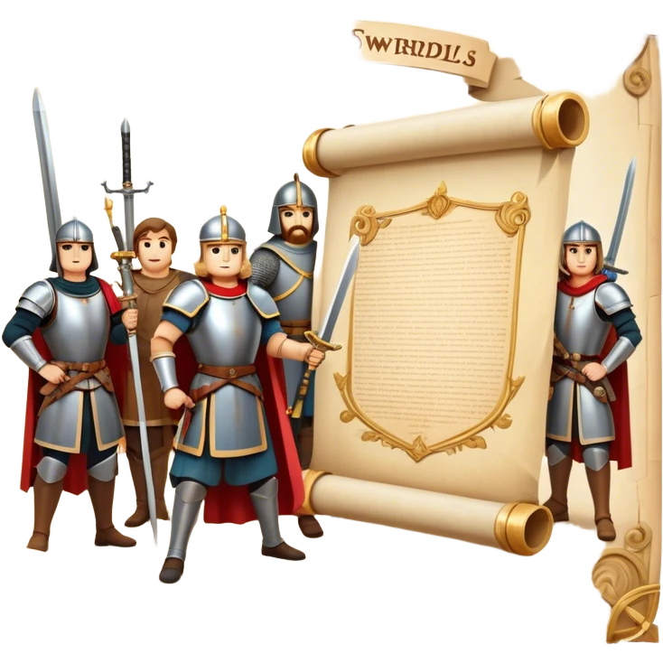 Icon for Historical Movies: A vintage movie poster-style design with elements of ancient architecture, historical figures in period costumes, and a backdrop of a historical event or battle. Include scrolls, swords, and shields. Retro cinematic feel. Transparent background. emoji