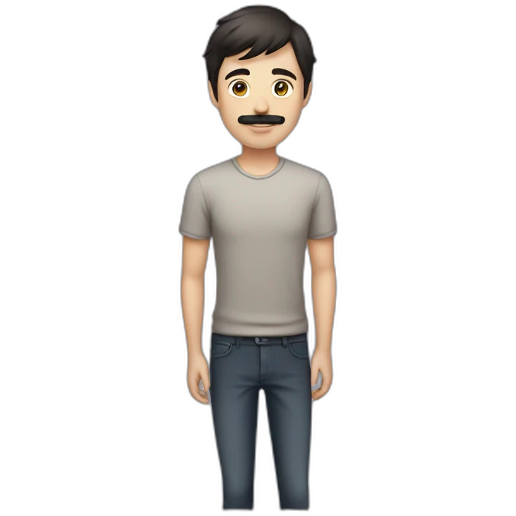male straight short dark hair, body, greeting, moustache emoji