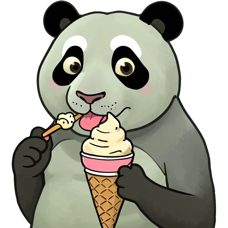 Panda eating ice cream emoji