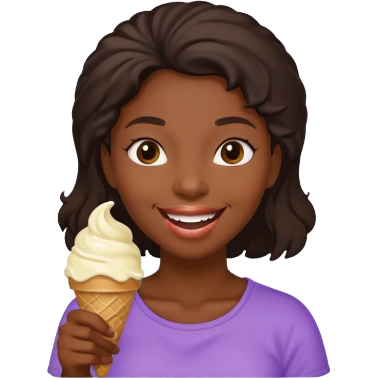 black woman eats ice cream  emoji