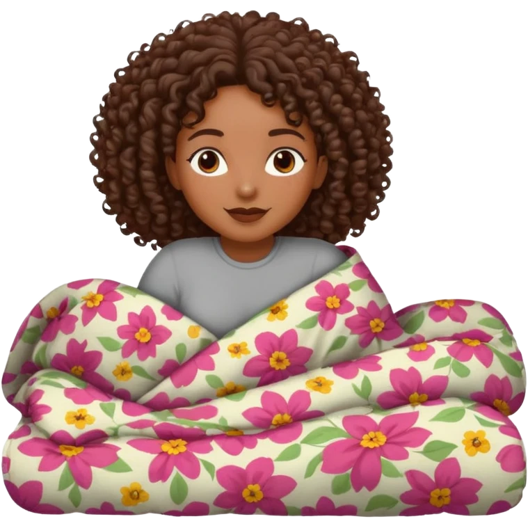 black woman bigger breast emoji curly hair darker. make her a little older. make her lying down in bed emoji