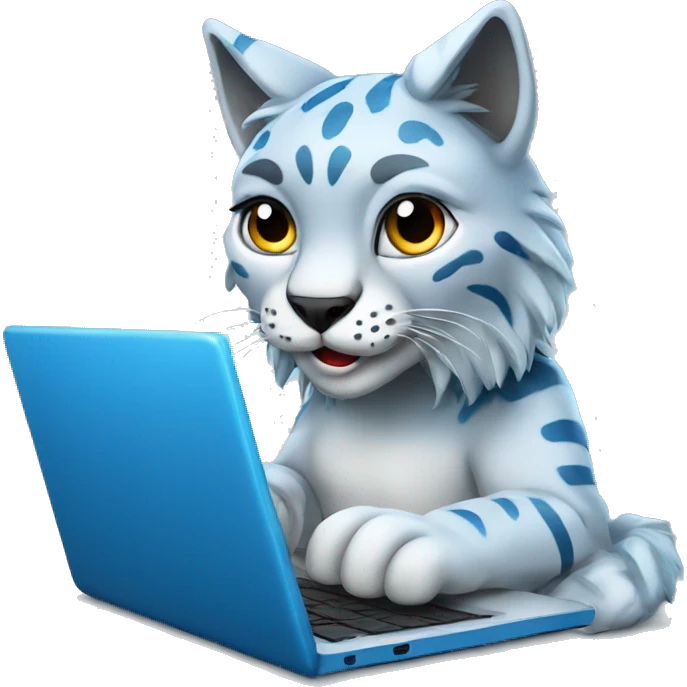 A blue lynx with a laptop emoji