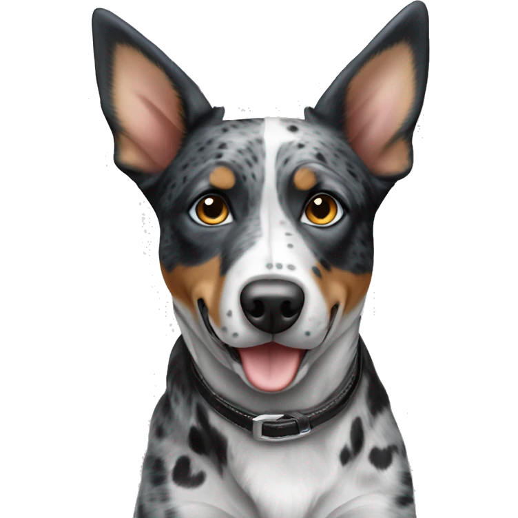 Black and white spotted Australian cattle dog blue eyes emoji