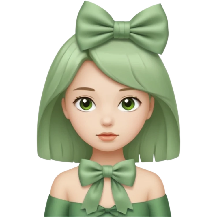 girl with sage green bow emoji