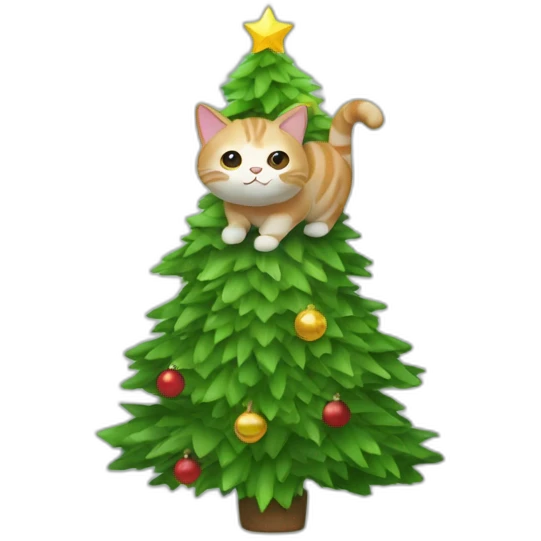 cat mixed with a crismas tree mixed with a TV\ emoji