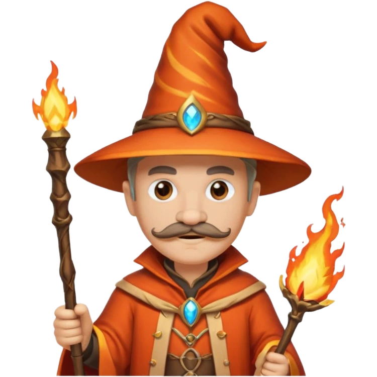 fire wizard with mustache emoji
