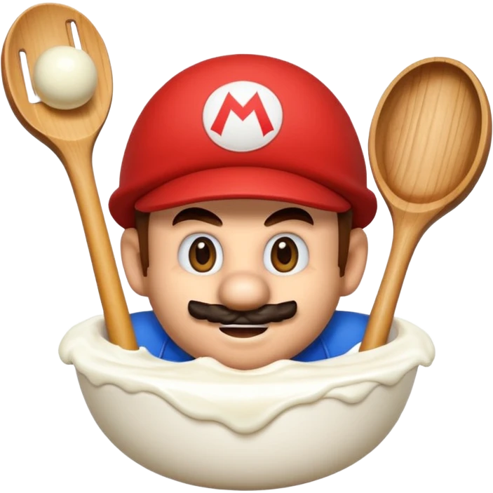 genera un'emoji di super mario che picchia un vasetto di yogurt con una mazza da baseball emoji
