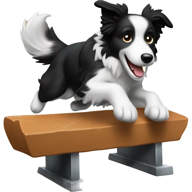 Border collie jumping over anvil emoji