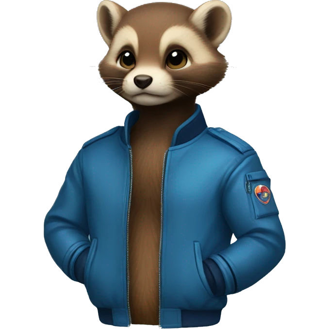 marten in a blue bomber jacket emoji
