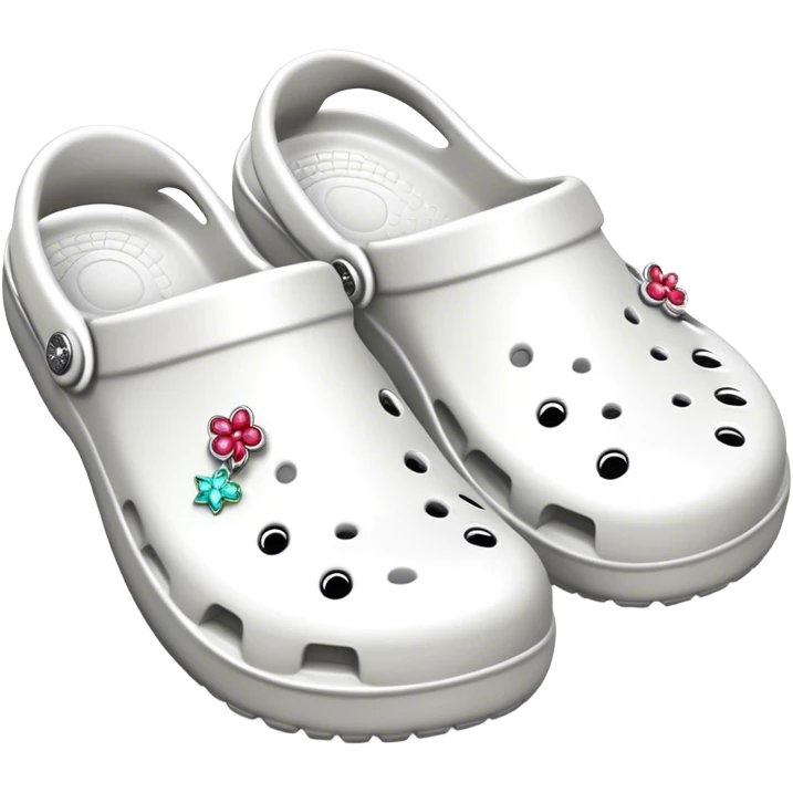 White crocs with pretty charms  emoji