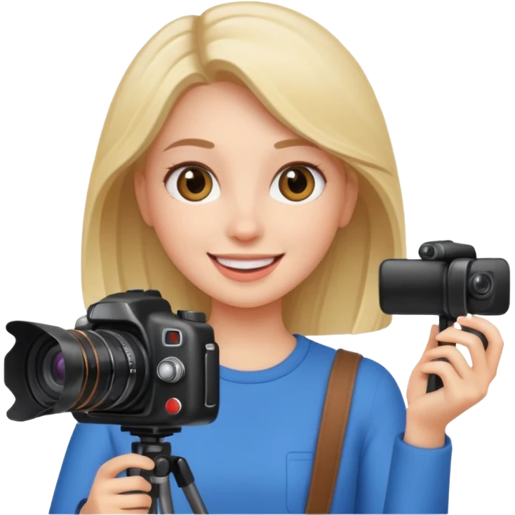 quiero crear una chica con una camara como si estuviese grabando vlog  emoji