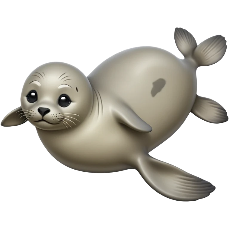 cinematic-seal-realistic-full-body-lounging-emoji,-plump-sleek-body-stretched,-short-smooth-fur-glinting-in-the-sea-breeze,-flippers-tucked-comfortably-beneath-its-body,-large-dark-eyes-filled-with-playful-curiosity emoji