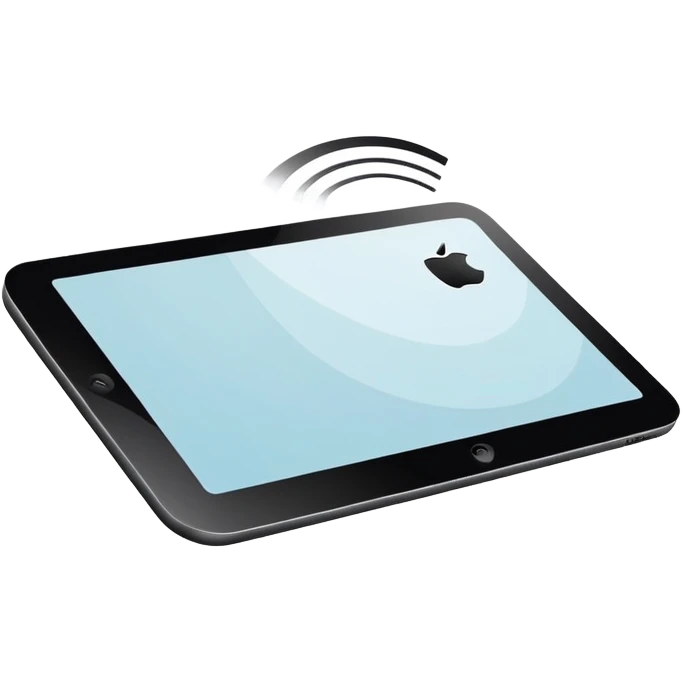 digital tablet  hovering above a smooth vector curve emoji