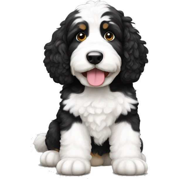 white and black bernedoodle emoji