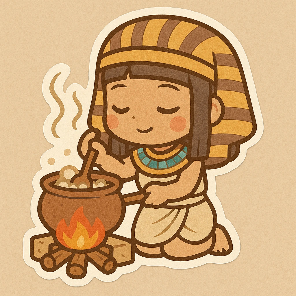 ancient Egyptian cooking scene in hieroglyphic style emoji