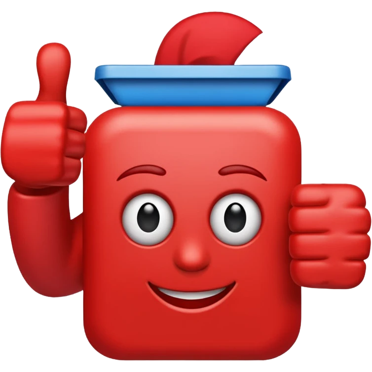 crea un dedo de like en color rojo al centro debe ir la frase caja cusco emoji