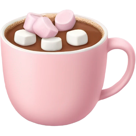 Light Pink mug of hot chocolate with marshmallows  emoji