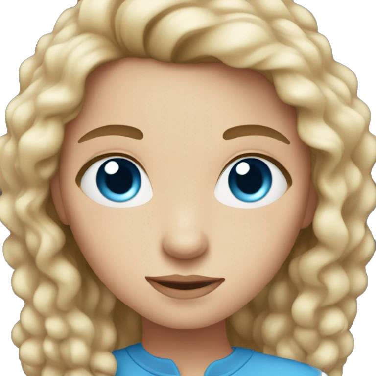 Cute woman with broen hair and blue eyes emoji