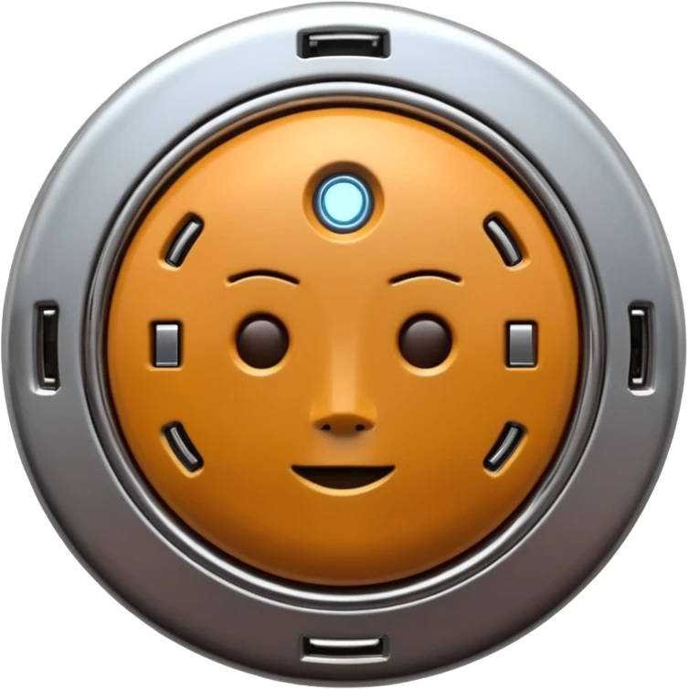 3D render of Data Port, futuristic cyborg aesthetic, fusion of organic skin and chrome metal, metallic socket embedded in dark brown skin, exposed wiring,emoji style, isolated on white background --v 6.0. emoji