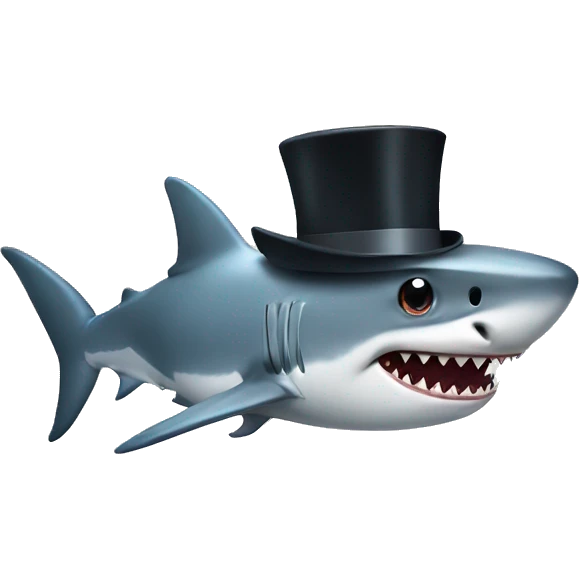 Shark with a top hat emoji