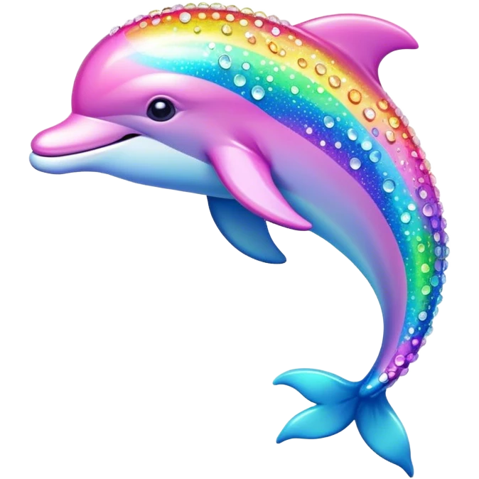 Kawaii pastel neon rainbow bedazzled dolphin  emoji