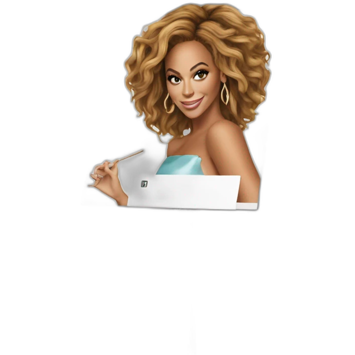 Beyoncé avec un panneau écrit natalie emoji