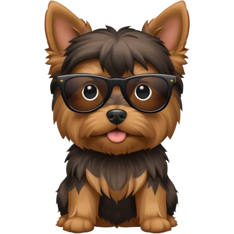 perro shorkshire con lentes de sol completamente negros emoji