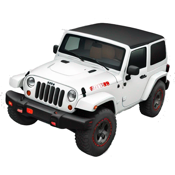 White Jeep Wrangler Rubicon with Red accents  emoji