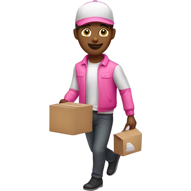 male courier (food delivery) in pink clothes  emoji