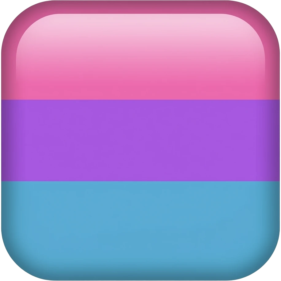 Le drapeau bisexuel comporte trois bandes horizontales : rose, violet et bleu. emoji