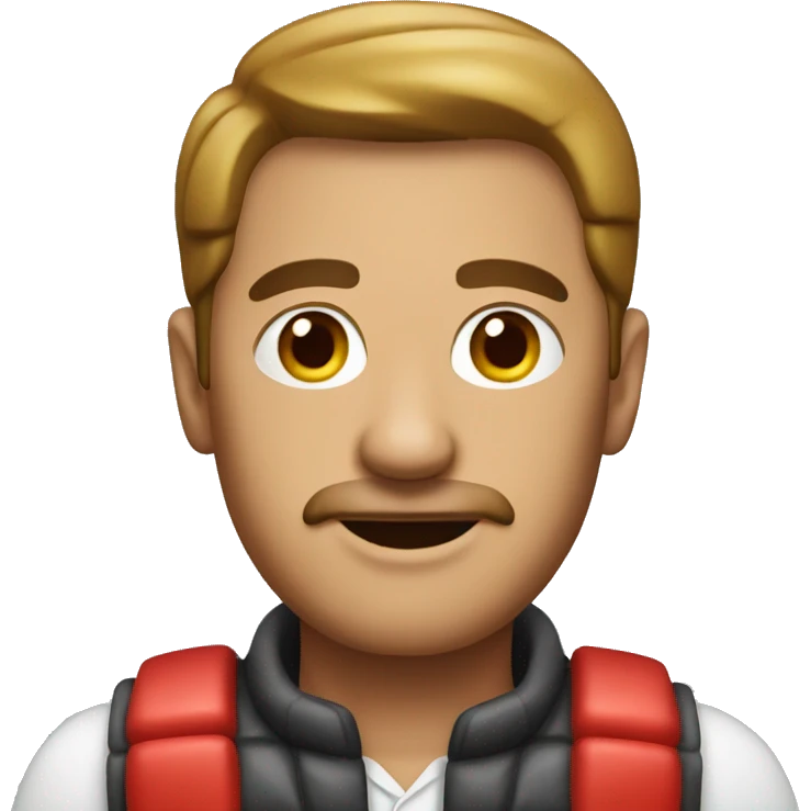 Man with red sausage vest emoji