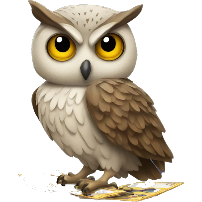 Owl with tarot cards  emoji