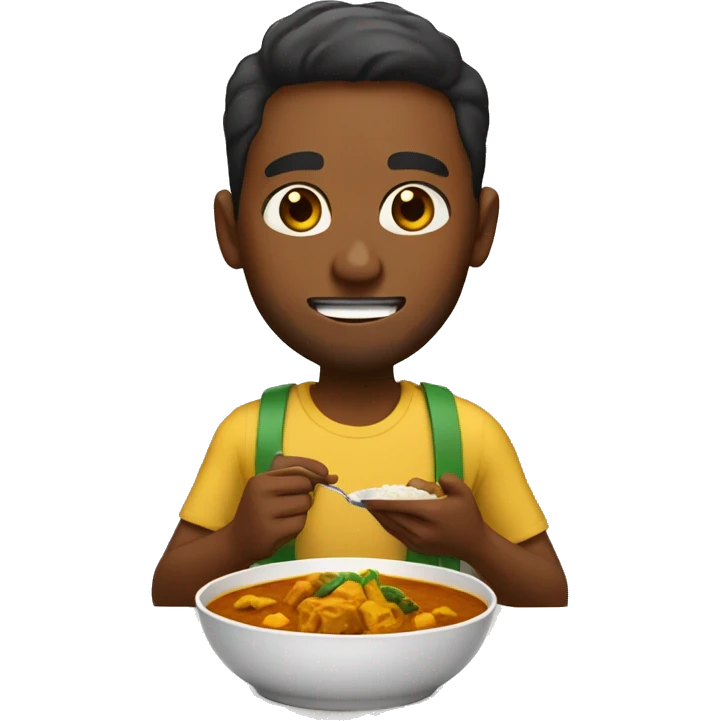 brown skinned man eating a bowl of curry emoji