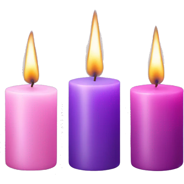 Three purple candles and one pink candle  emoji