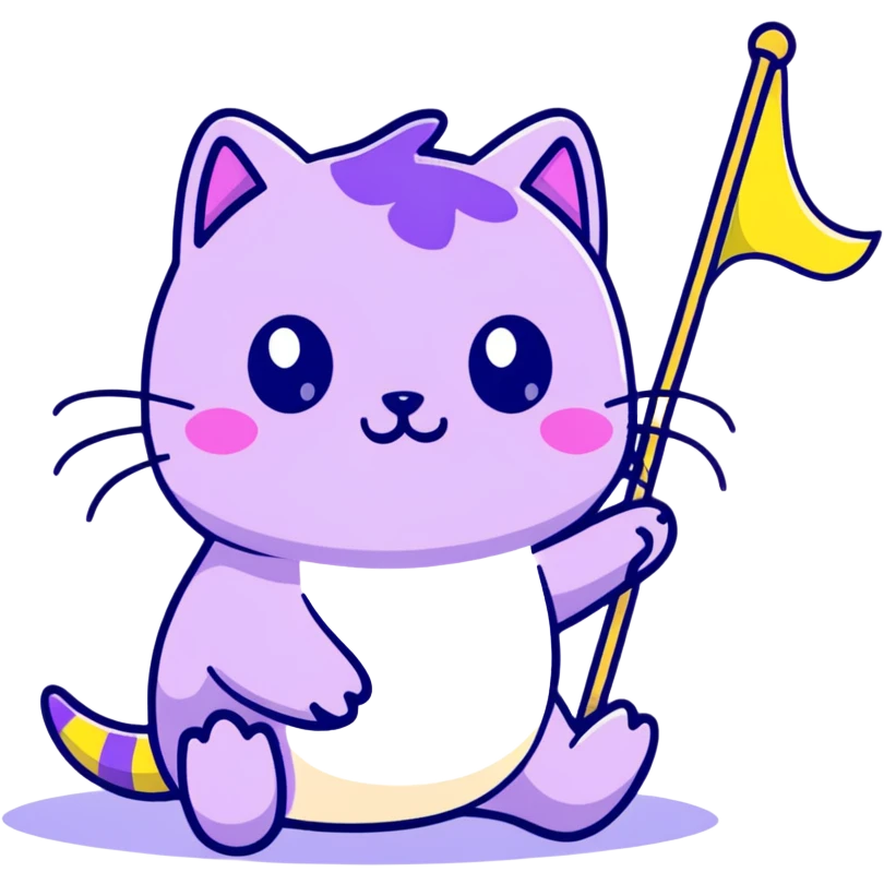 adorable baby slugcat from Rain World with non-binary flag colors yellow, white, purple, and black emoji