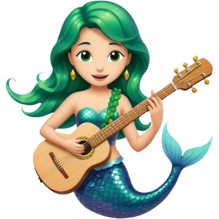 Sparkling mermaid playing guitar emoji