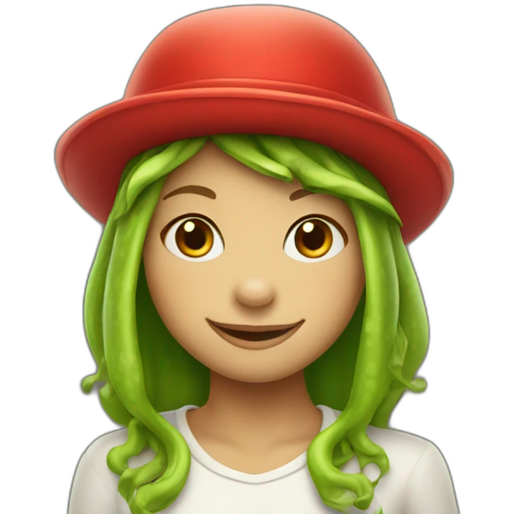  Frog girl in a red hat smiling emoji