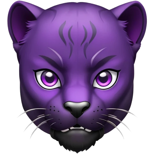 black panther with purple eyes, surprised face emoji