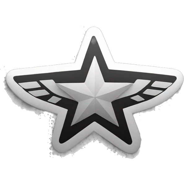 pilot wing with star in the middle, black and white emoji
