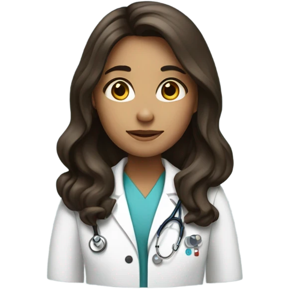 à beatiful long hair brunette in a doctor coat  emoji