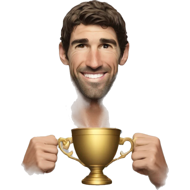 Michael phelps with in his hands golden cup  emoji