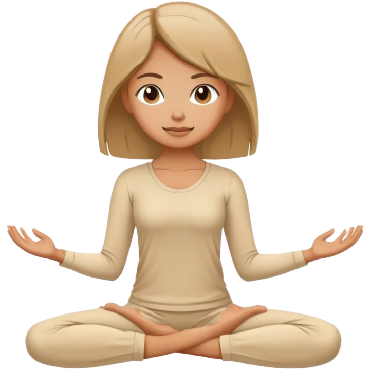 girl does yoga in beige pajamas emoji