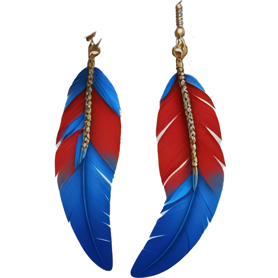 Blue and red feather earring emoji