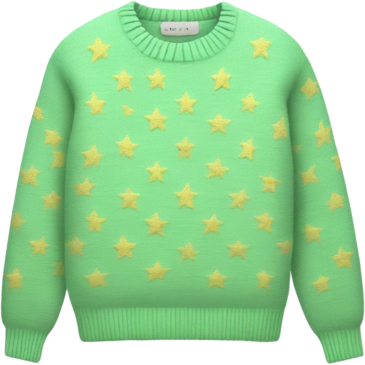 Knit pastel green sweater with star patterned emoji