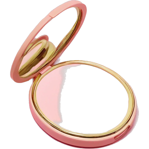 pastel pink powder compact with mirror emoji